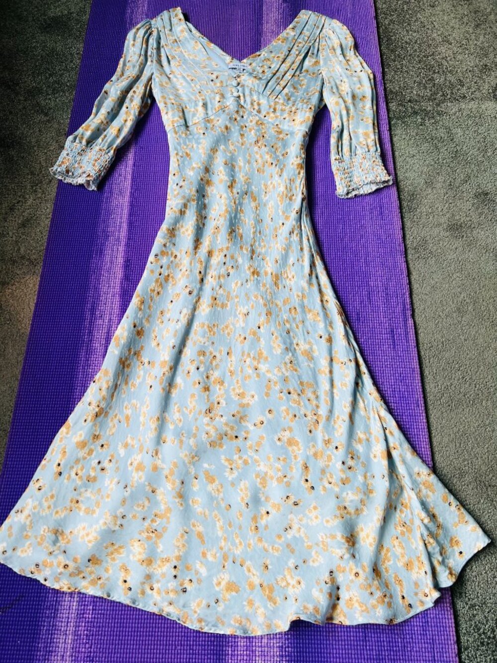 Petite Studio NYC Powder Blue Floral Jacquard Midi Dress XXS
